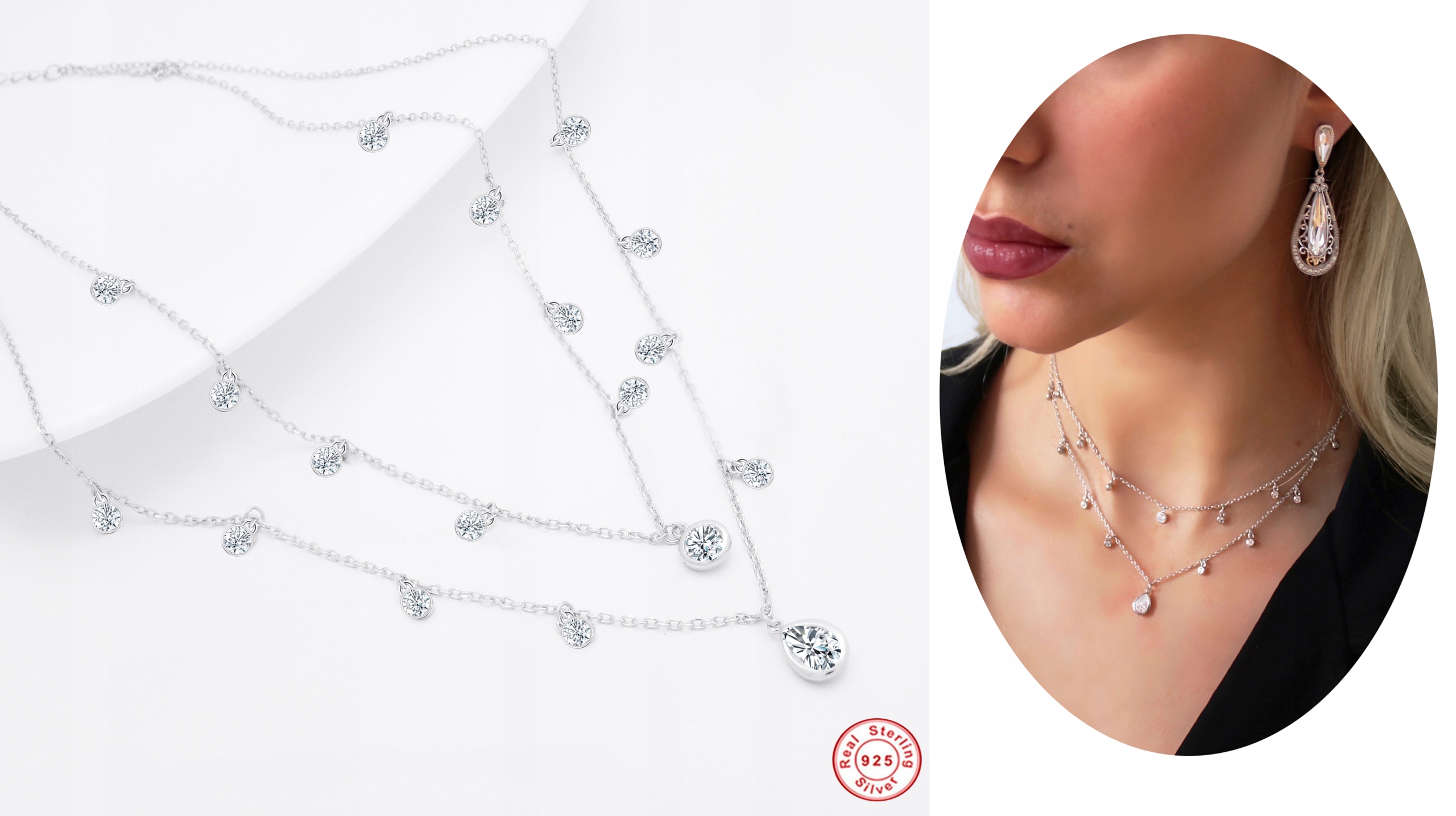 DVOJNÁSOBNÝ SVADOBNÝ CHOKER NÁHRDELNÍK SO ZIRKÓNIOU