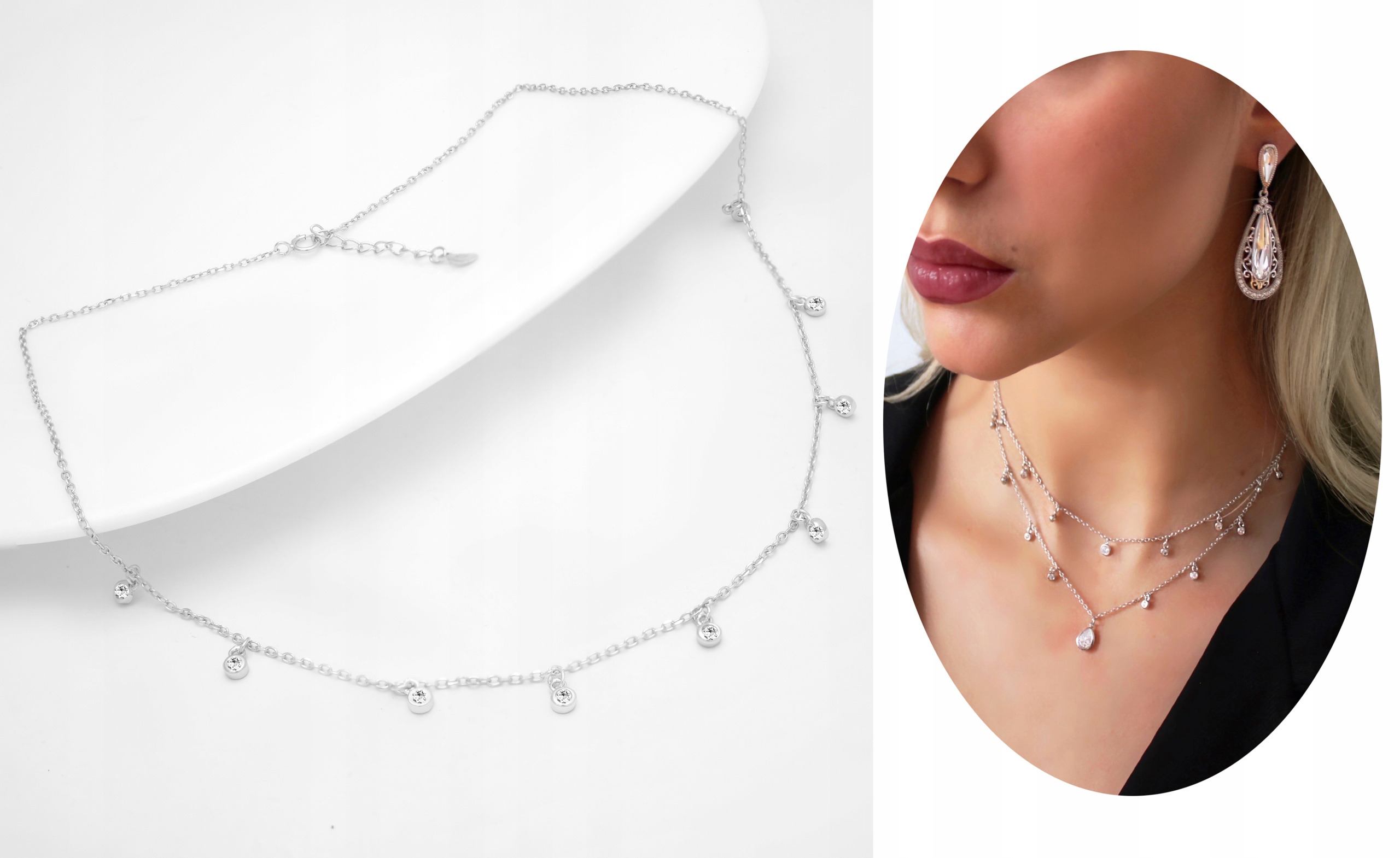 DELIKÁTOVÝ CHOKER NÁHRDELNÍK S PRÍVESKAMI STRIEBRO