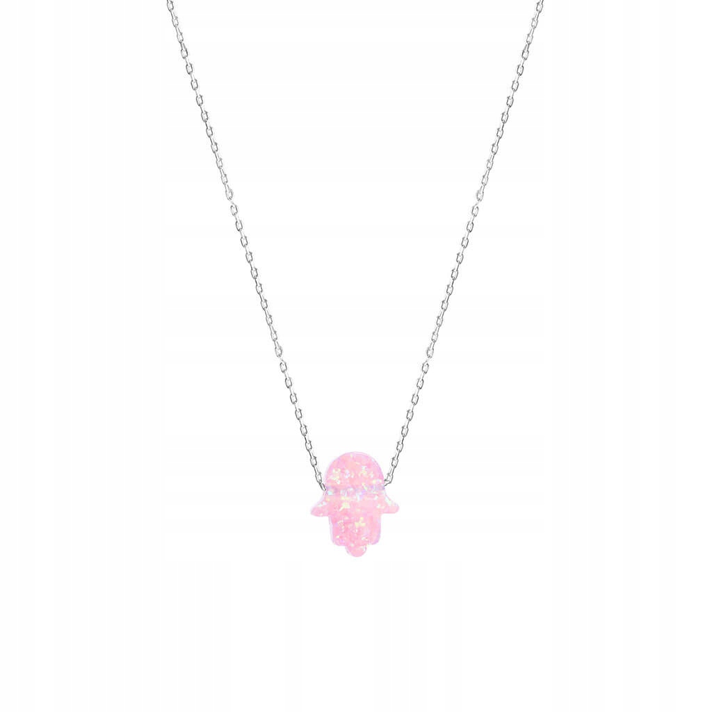Jemný náhrdelník striebornej hamsa