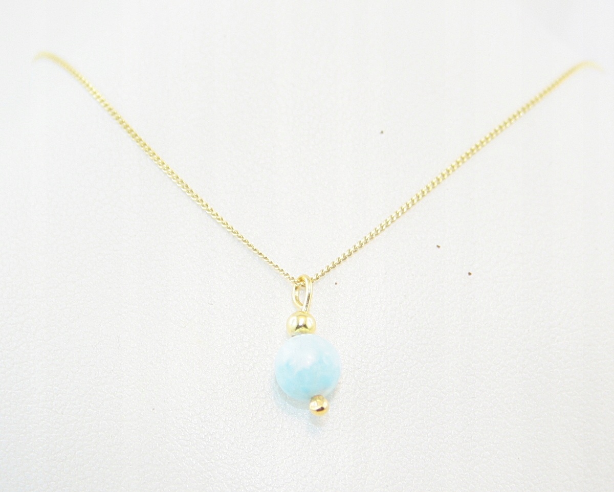 Larimar náhrdelník strieborné zlato agglie