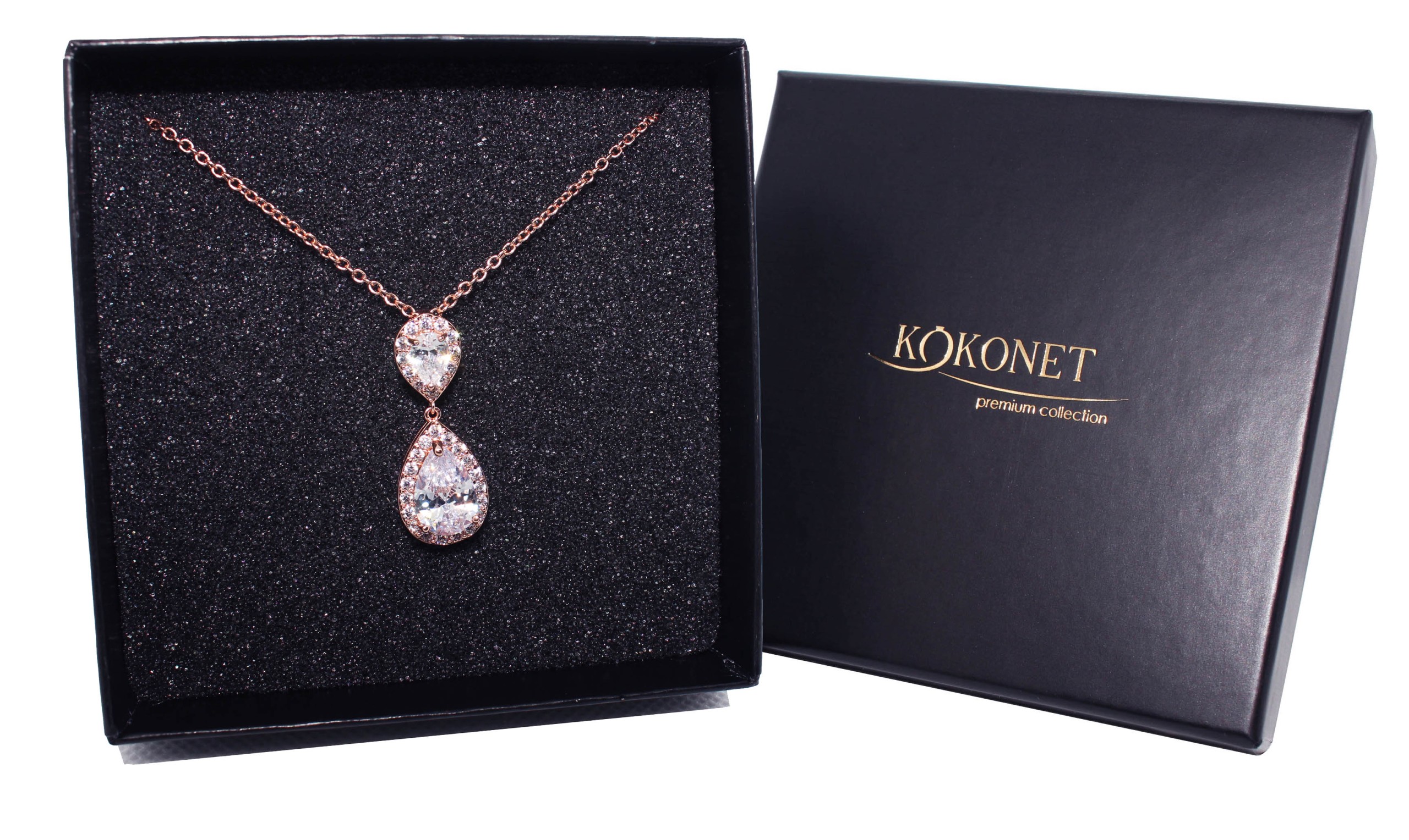 MANDĽOVÝ NÁHRDELNÍK dvojitý snubný prsteň ROSE GOLD