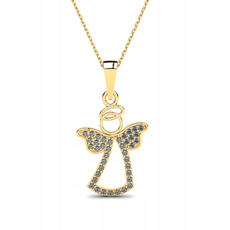 ZLATÝ ANJELSKÝ NÁHRDELNÍK S GLITTER ZIRCONIA