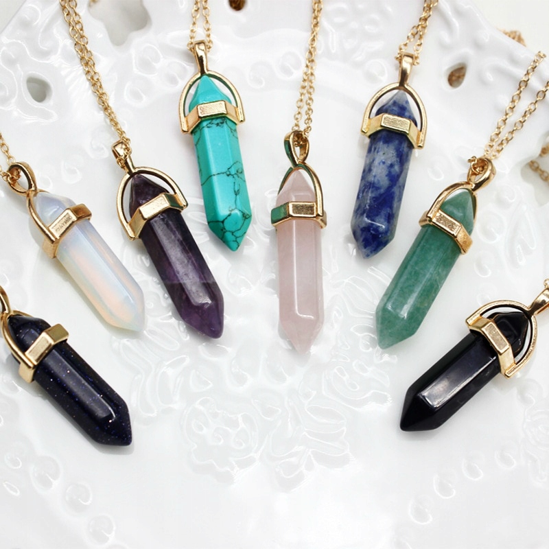 Golden Quartz Crystal náhrdelník módne rôzne modely