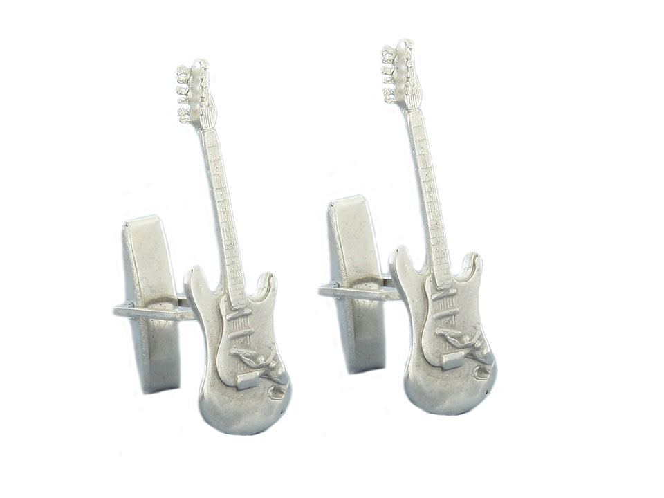 Na darček, strieborná gitara na manžety 02