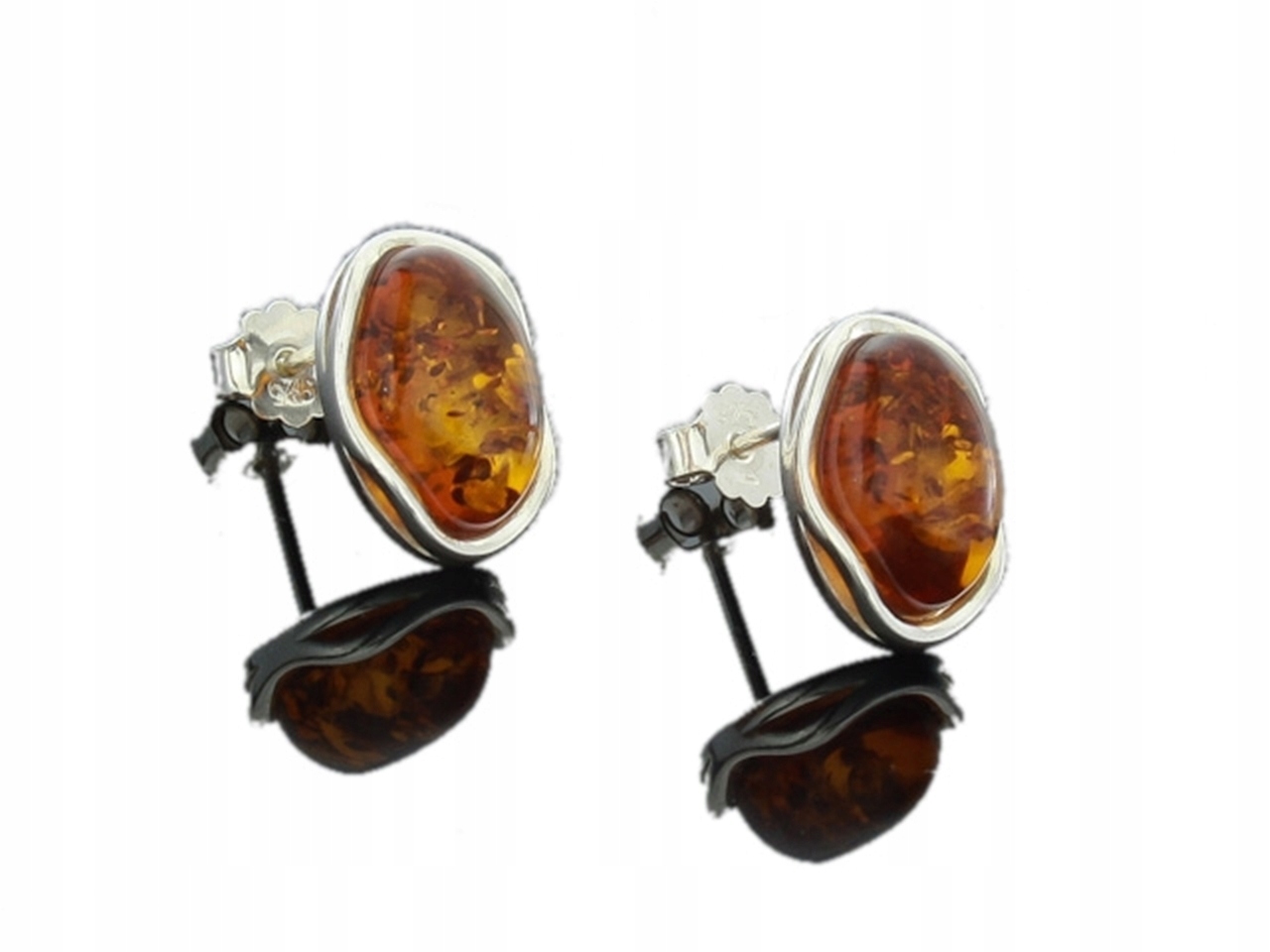 Pre darček - S -Silver Amber náušnice - oválny