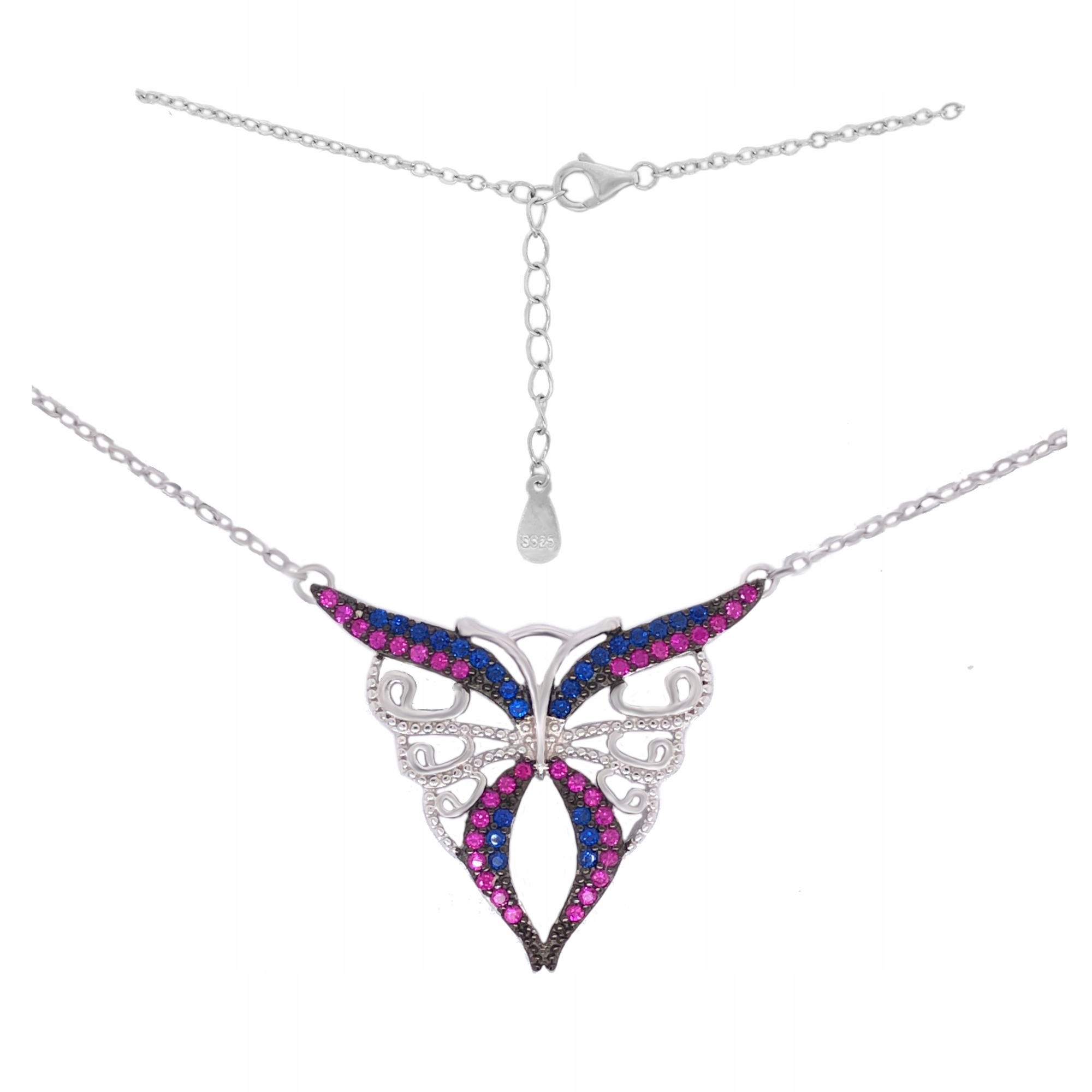 Náhrdelník AG 925 Butterfly Farebné kamienky 100722ns