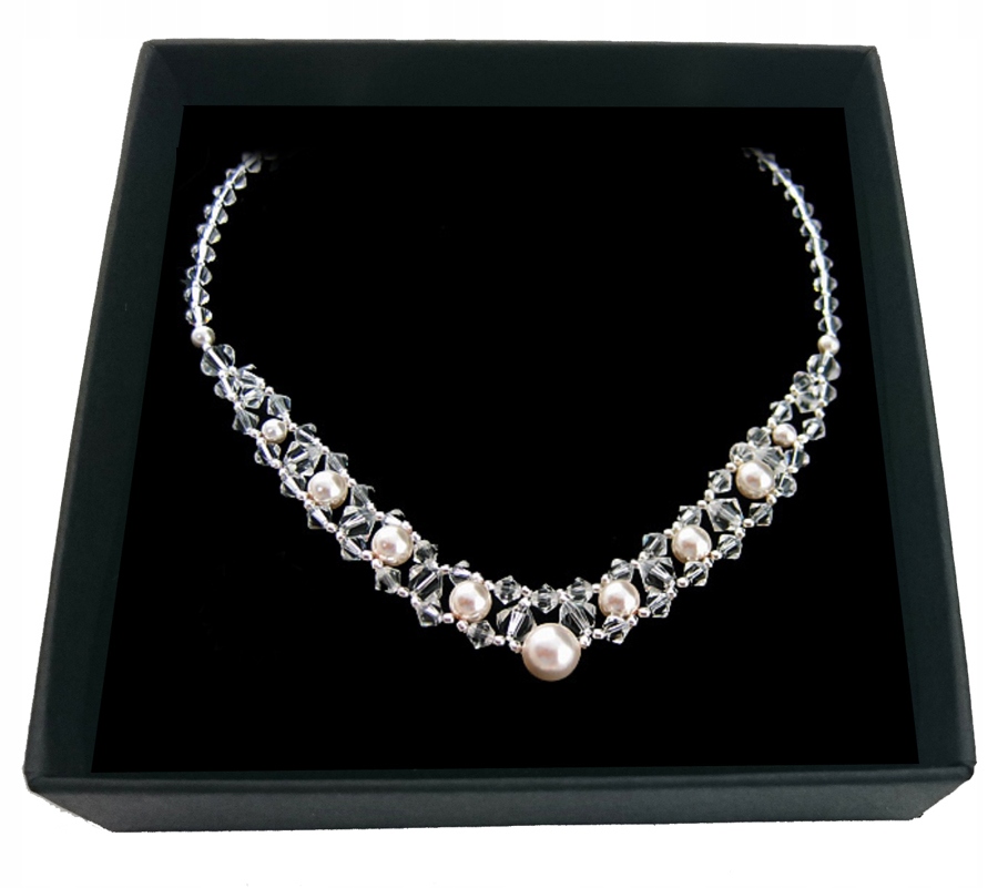Svadobný náhrdelník s bielymi perlami Swarovski 562