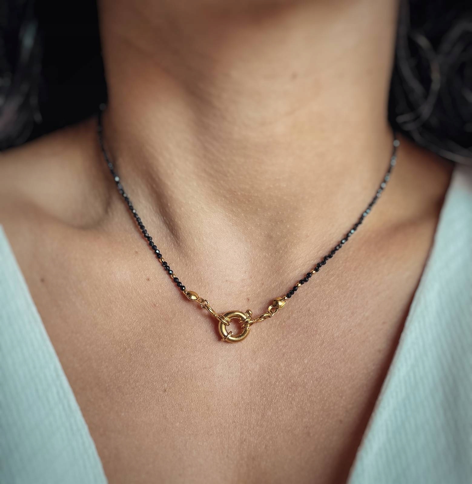 Spinel náhrdelník 1,8 mm Zlato -plavbené upevnenie 42 cm