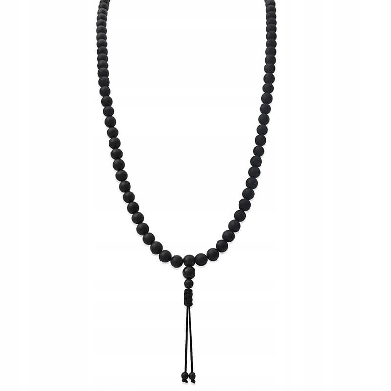 Budhistický náhrdelník s kameňmi čierny matný onyx