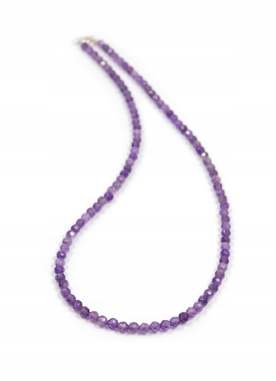 Prírodné náhrdelník Ametyst gule 4 mm striebro