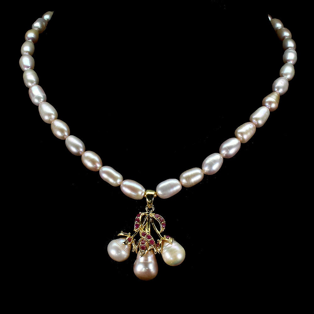 Pearl Rubies Náhrdelník striebro 925 Prírodný 5