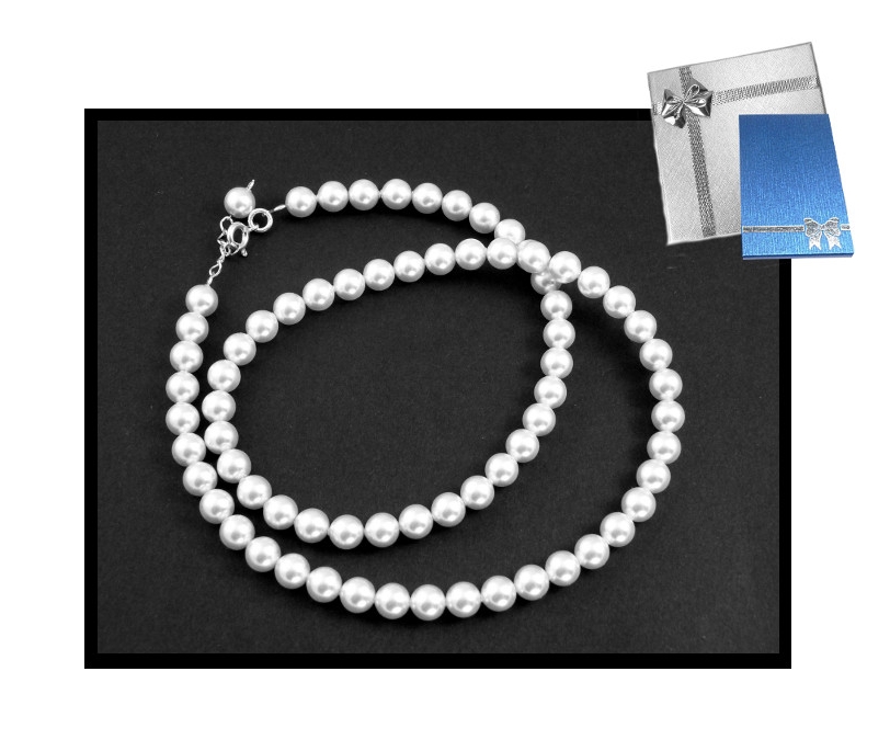 Svadobný náhrdelník PEARL biely Swarovski striebro s200