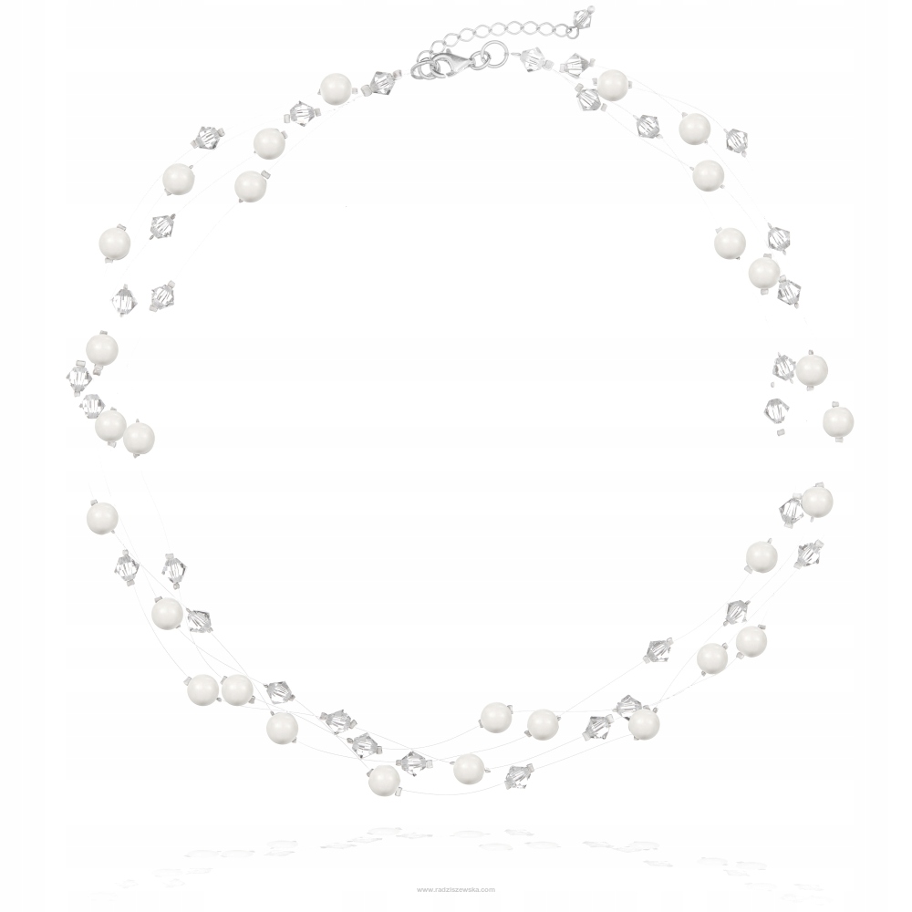 Svadobný náhrdelník s perlami a kryštálmi SWAROVSKI