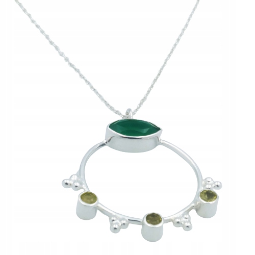 Strieborný Ankier náhrdelník - Chalcedon a Oliwin 925