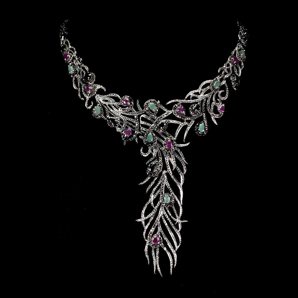 Smaragdový náhrdelník Marcasya Silver Sapphire 925