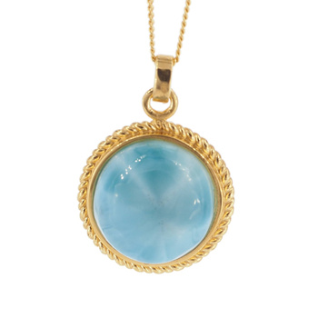 Náhrdelník - prívesok Larimar Koło a Gild Silver