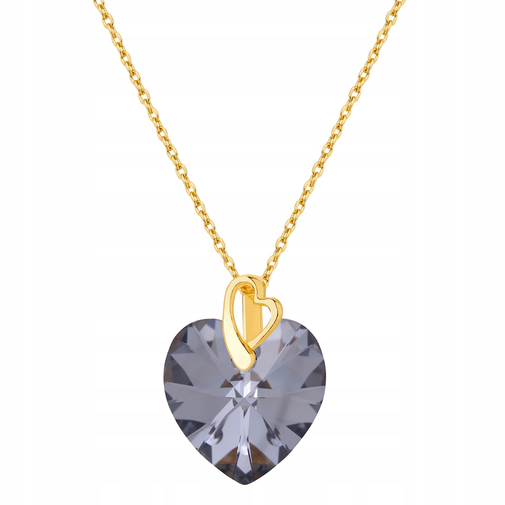 Strieborný pozlátený náhrdelník 925 so srdcom Swarovski