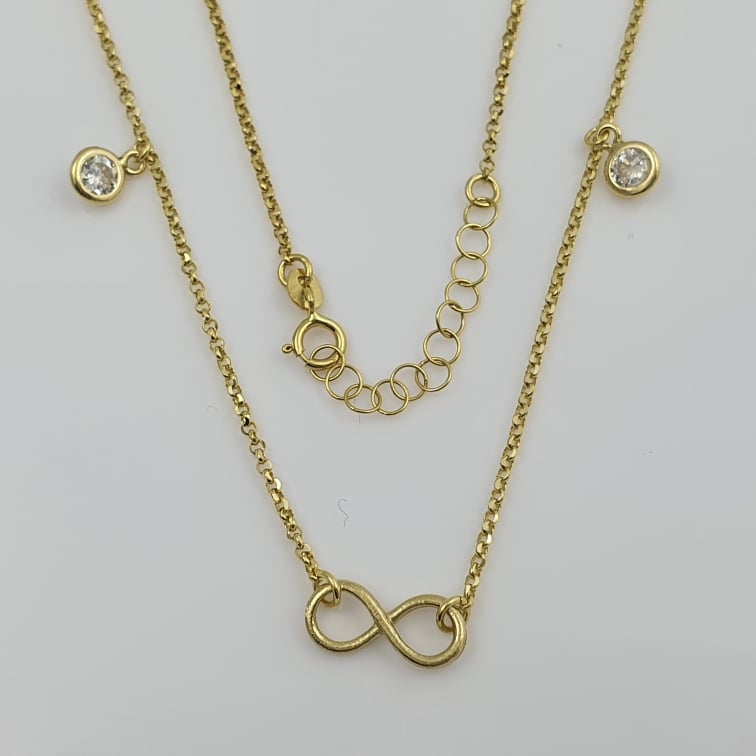 Zlatý náhrdelník s príveskami Infinity 14K