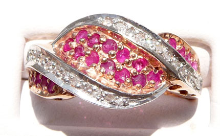 Prírodný RUBIN Strieborný prsteň 925 15 DIAMOND