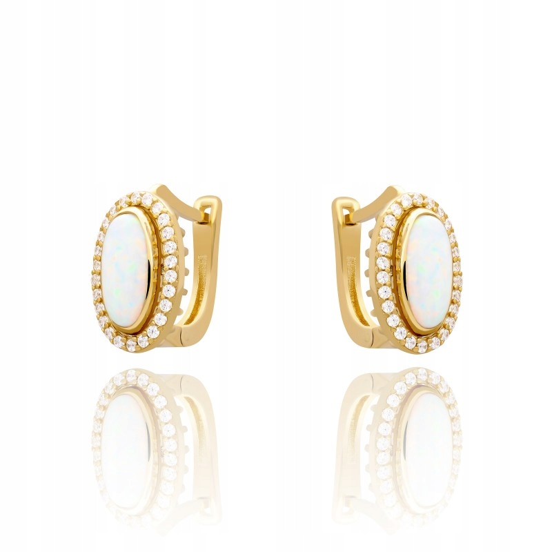 Nové zlaté náušnice s Opal 14k č. 90054957 Zaks