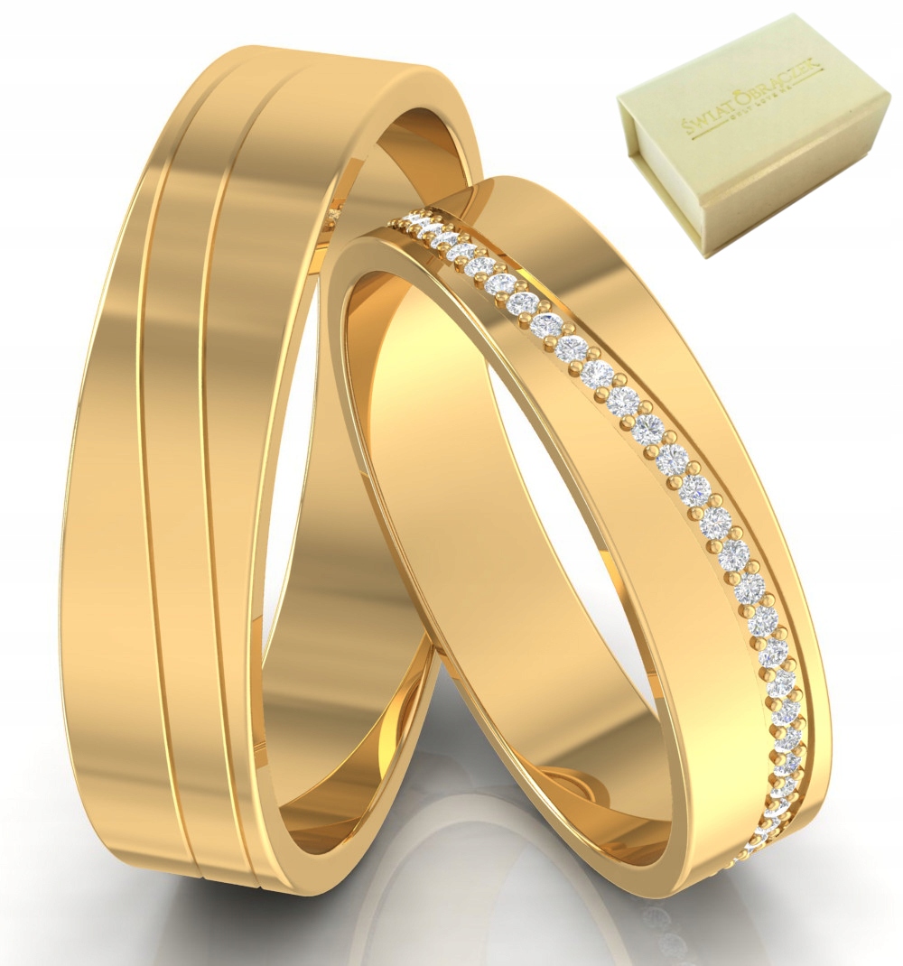 Svadobný snubný prsteň Pattern Line Line of Zirconia Gold 585