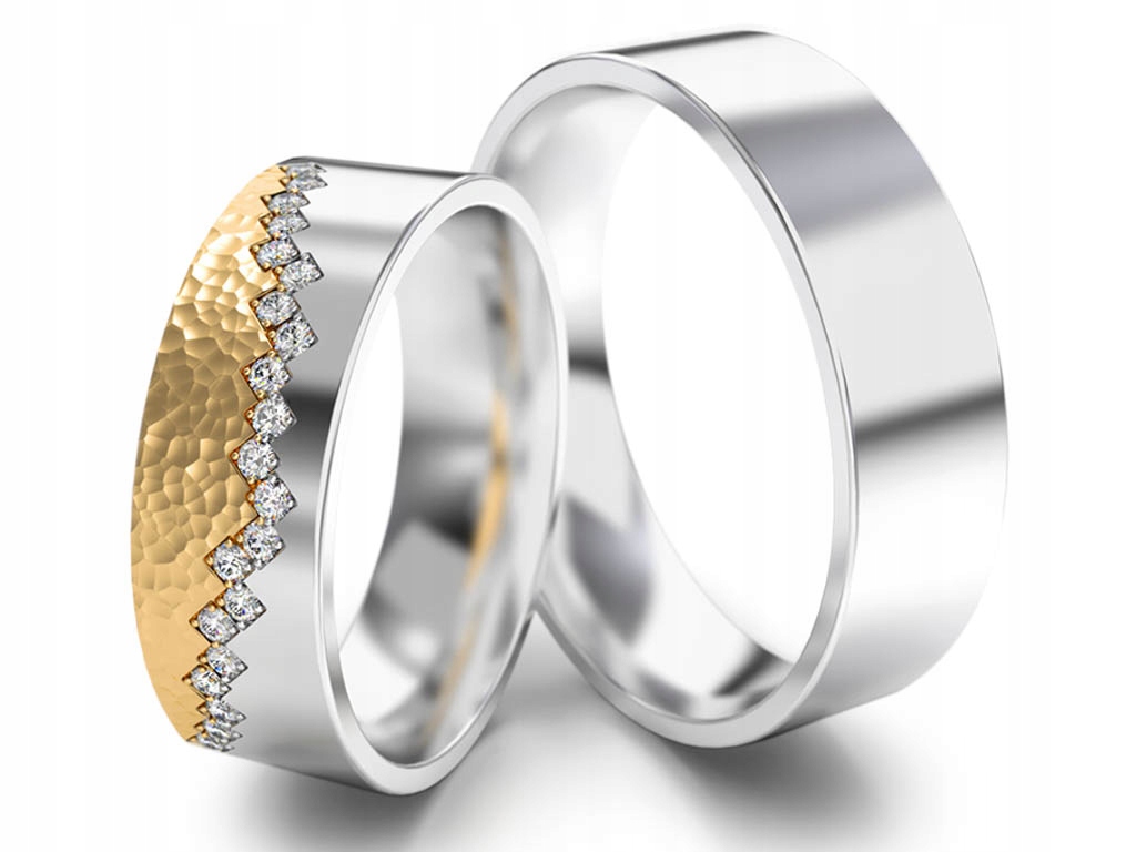 Viacnásobné snubné prstene 6 mm + 21 zirkónov