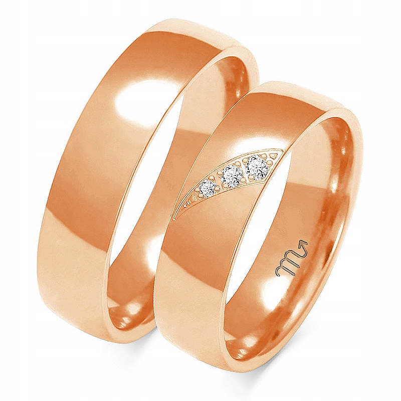 14K zlaté svadobné pásky 5,5 mm, briliantné ID O-139