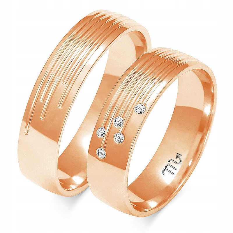 Zlaté svadobné obrúčky 14k 5,5 mm zirkón a a-133
