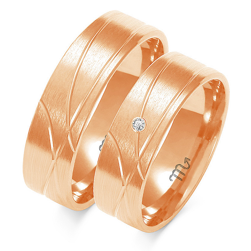 Zlaté svadobné obrúčky 14k 5,5 mm zirkón a a-134