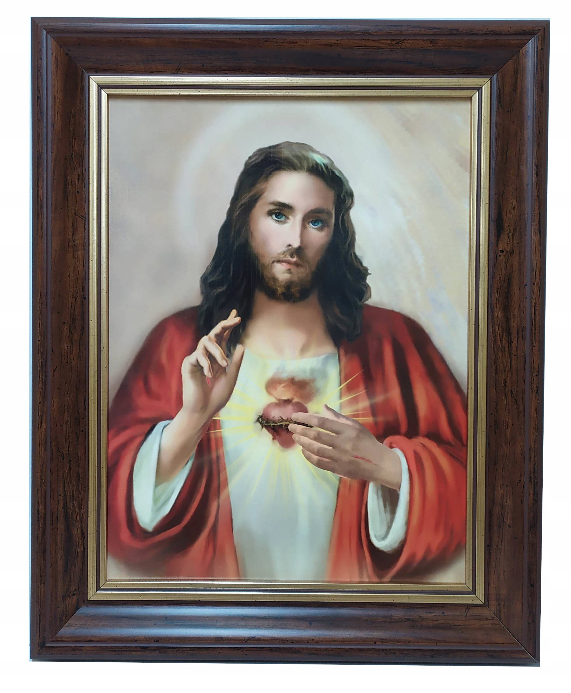 Obrázok St. Ježišovo srdce v drevenom ráme 40x50