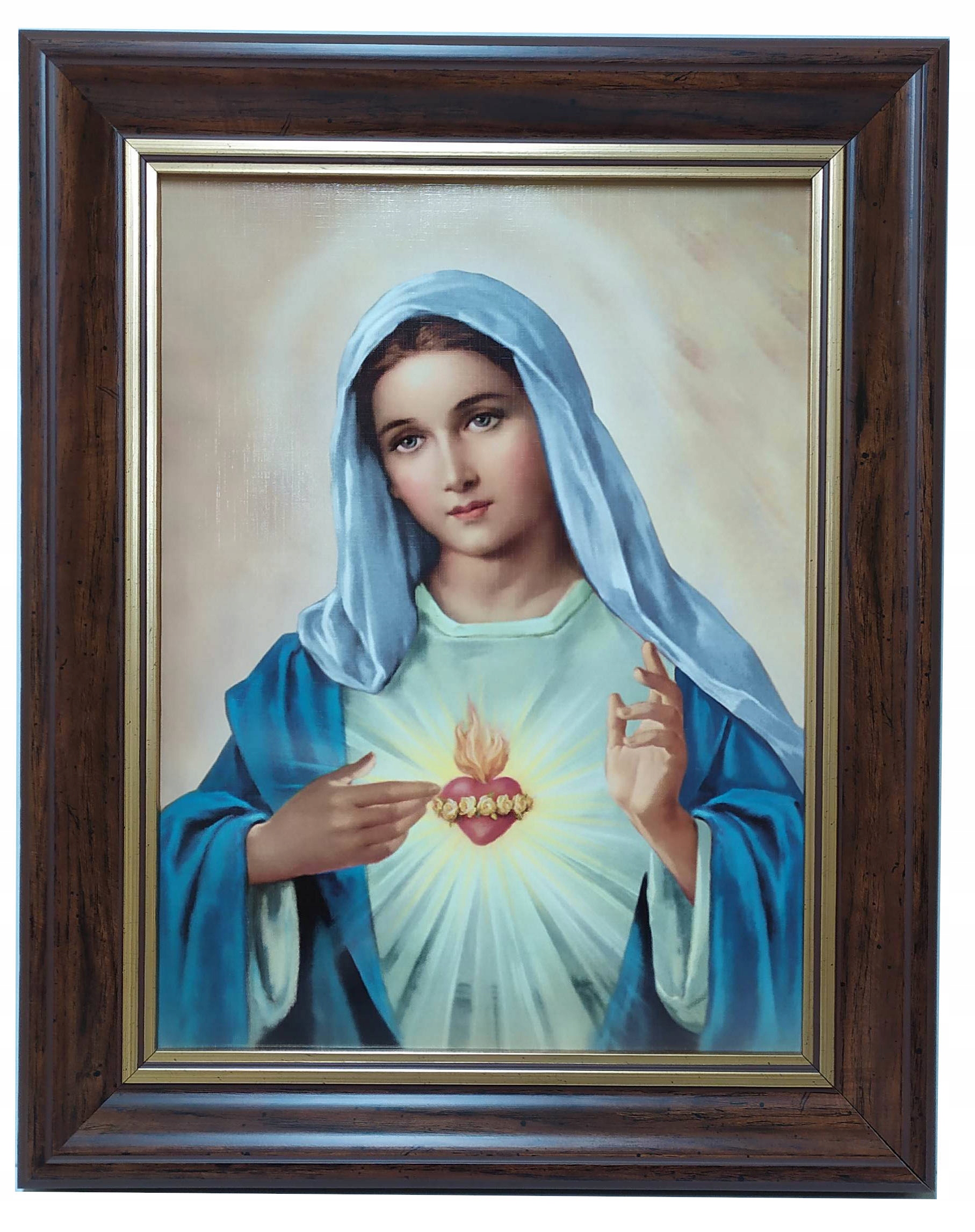 Obrázok St. Márie srdce v drevenom ráme 40x50