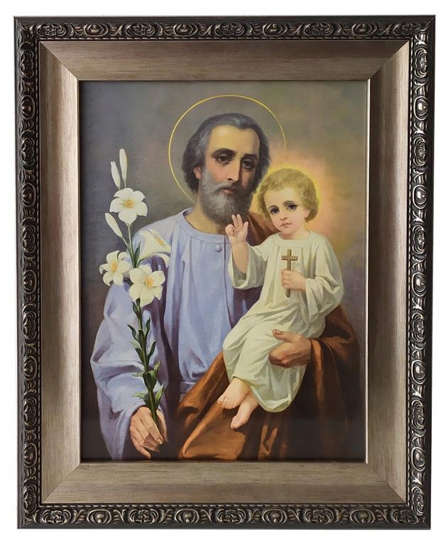 Obrázok v striebornom ráme 42x52 Svätý Joseph Ježiš