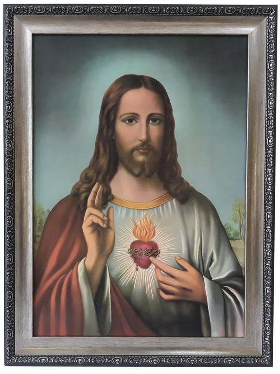 Obrázok v striebornom ráme 62x82 Srdce Jesus Maria