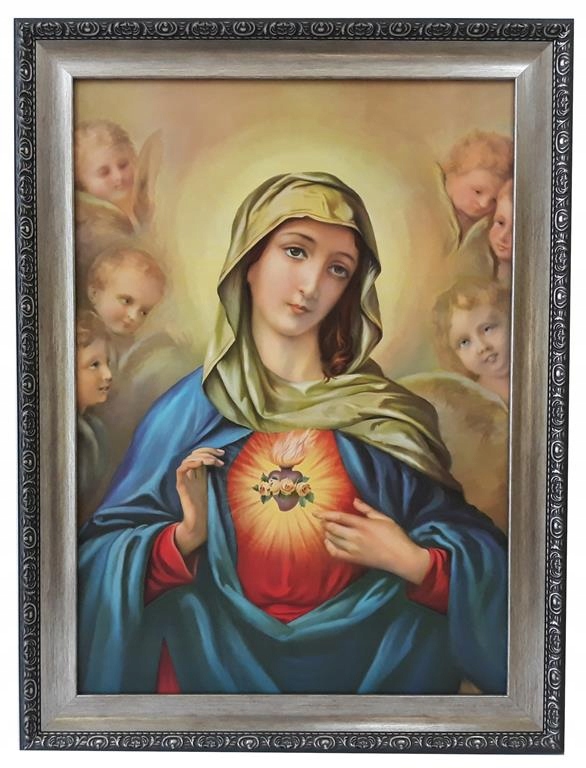 Obrázok v striebornom ráme 62x82 Srdce Maria Jesus