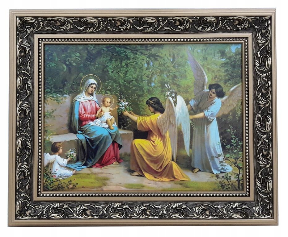 Obrázok v zlatom ráme 42x52 Guardian Anjel Jesus Maria