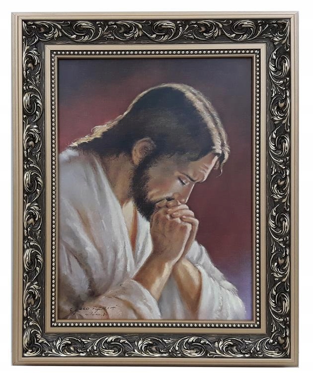 Obrázok v zlatom ráme 42x52 Ježiš, ktorý sa modlí