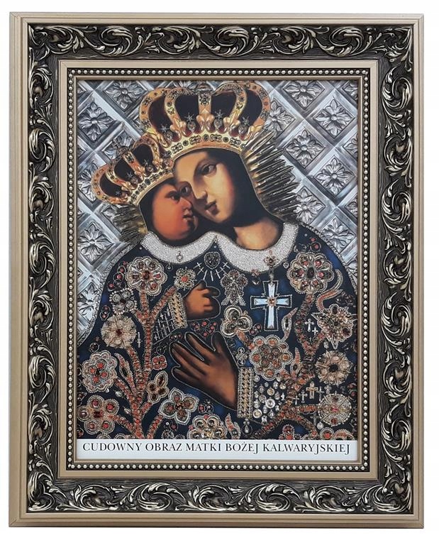 OBRAZ V ZLATOM RÁME 42X52 KALVÁRIA MATKA BOŽIA