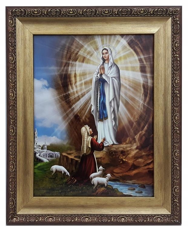 Obrázok v zlatom ráme 42x52 Panna Mária z Lourdes