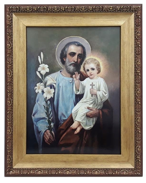 Obrázok v zlatom ráme 42x52 Svätý Jozef s Ježišom