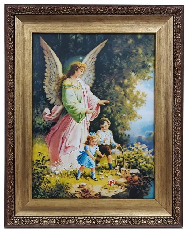 Obrázok v zlatom ráme 42x52 s anjelom Guardian