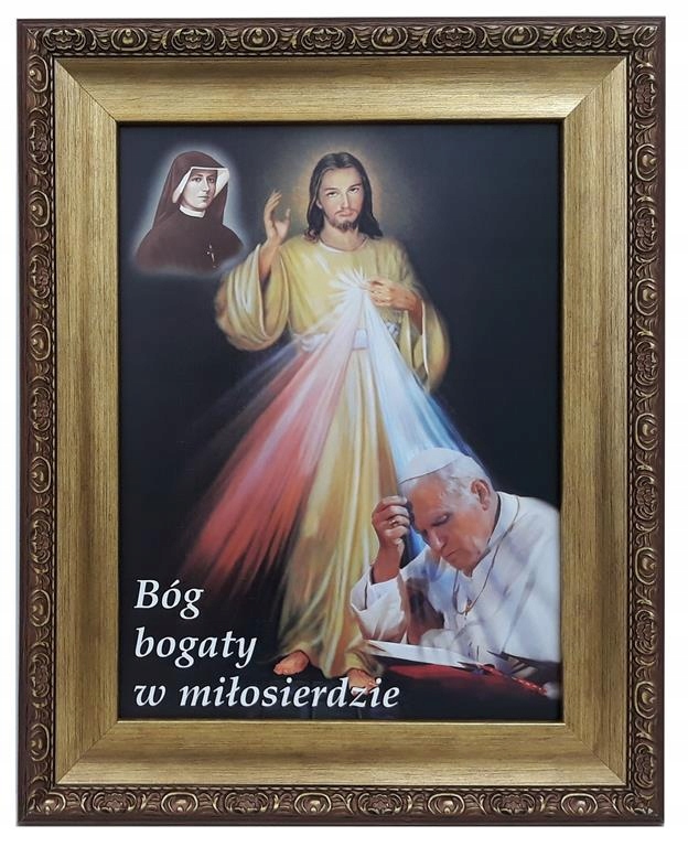 Obrázok v zlatom ráme 42x52 s Ježišom pápežom