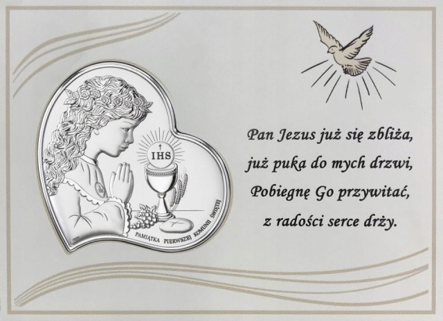 Strieborný obrázok na dreve. Suvenír a sväté prijímanie.
