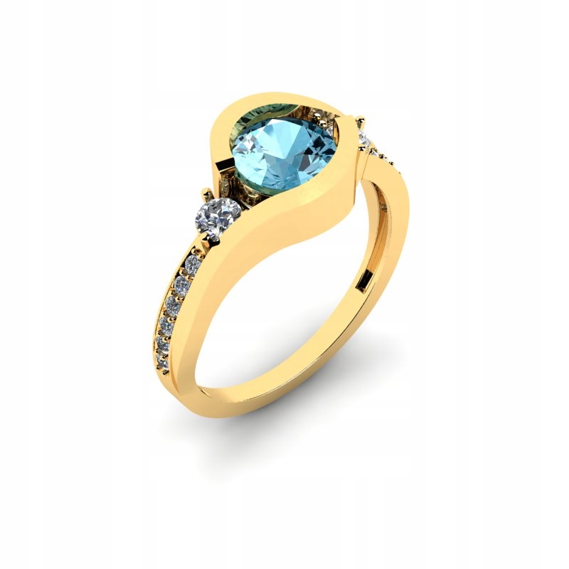 OSVEDČENÝ ZLATÝ PRSTEŇ AQUAMARINE 14KR