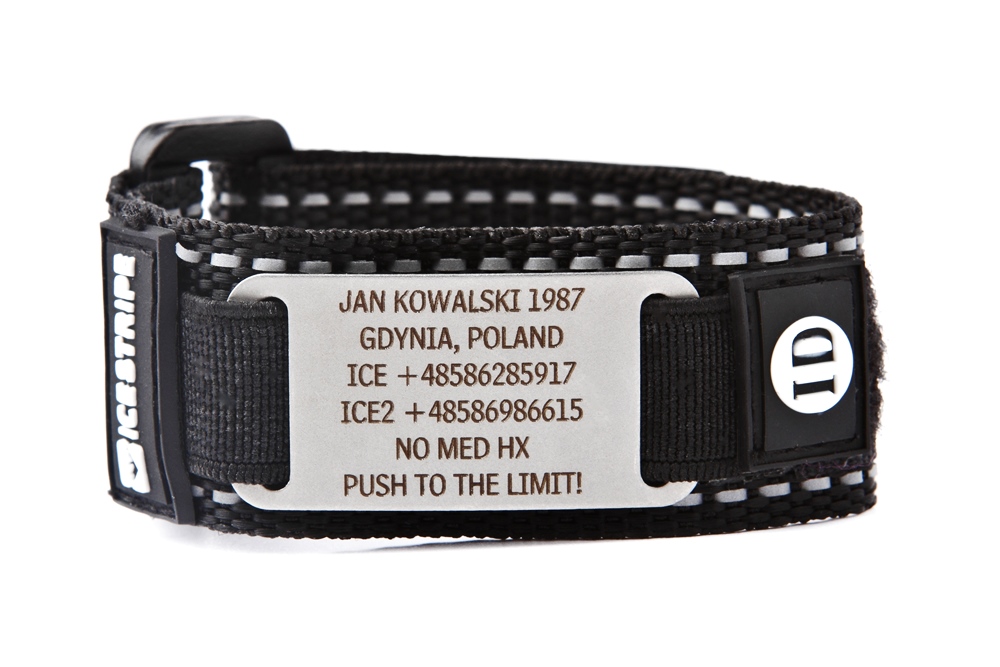 ID pásmo s údajmi, krvná skupina na rukách ICE