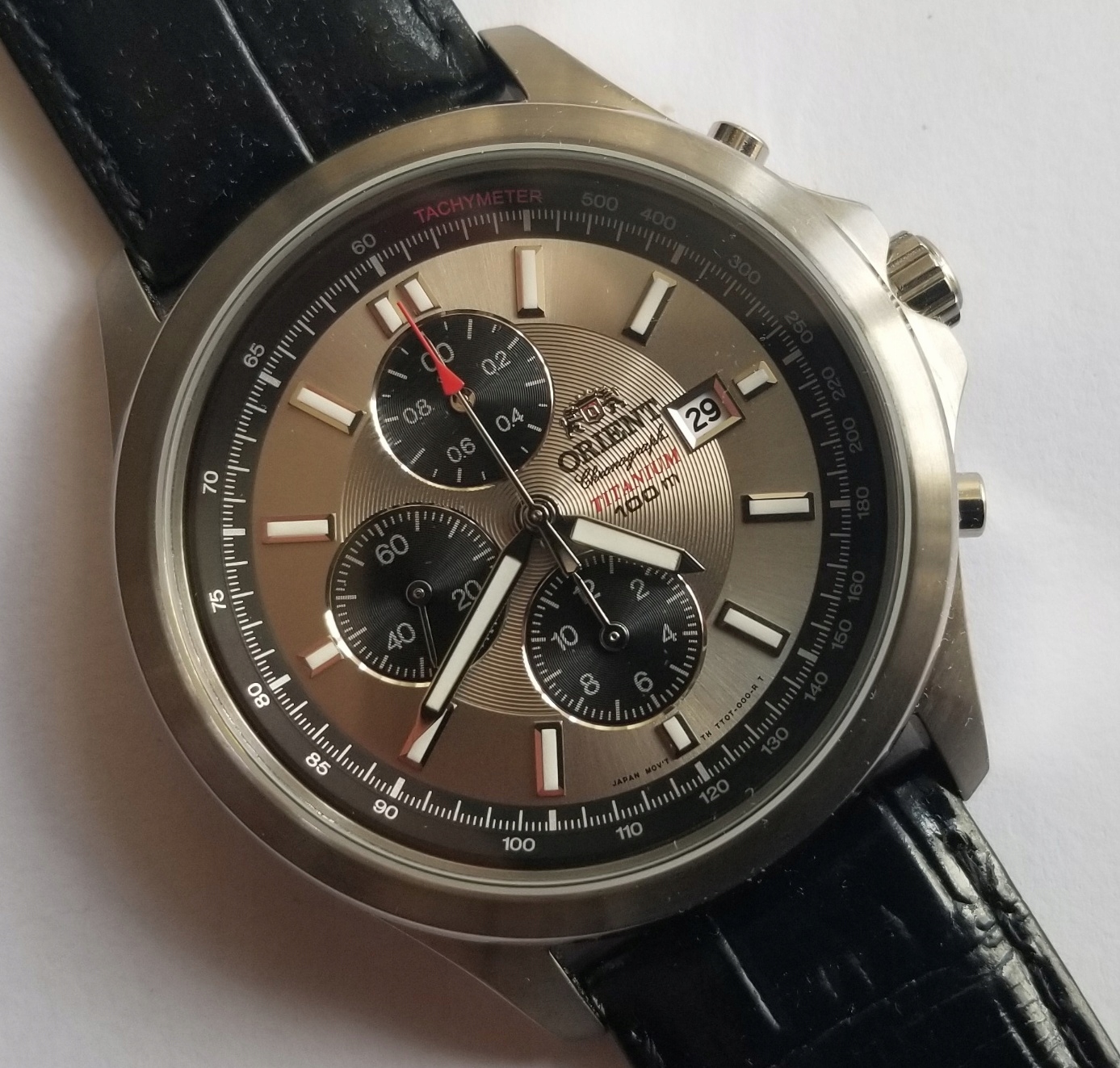 Pánské hodinky - Orient ftt0t002k0. Kremenný chronograf. Titán.