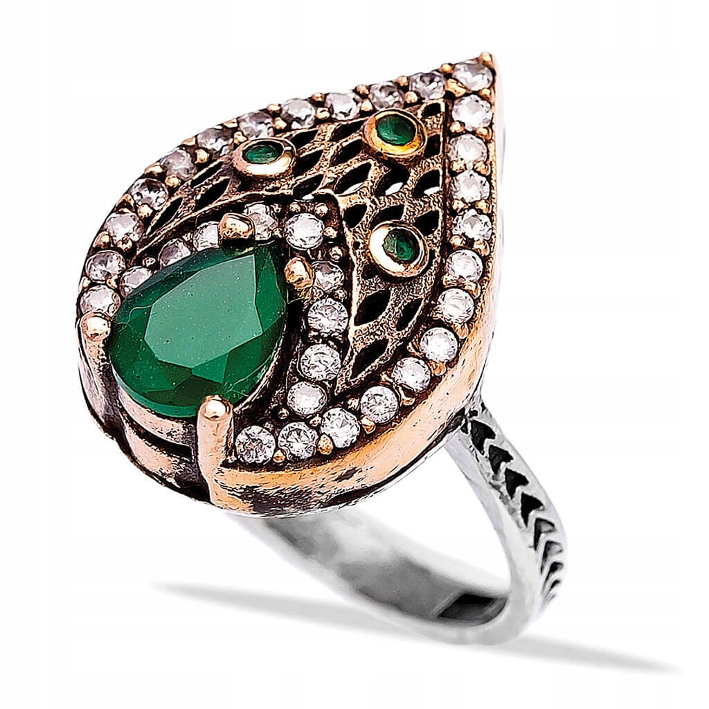 OSMAN STRIEBORNÝ PRSTEŇ EMERALD PEARL