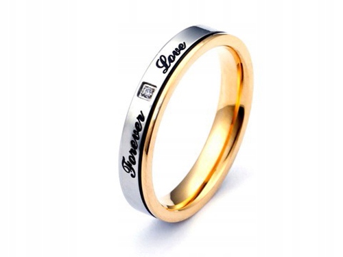 Pozlátený snubný prsteň ForeverLove, oceľ 316 L, veľkosť 23