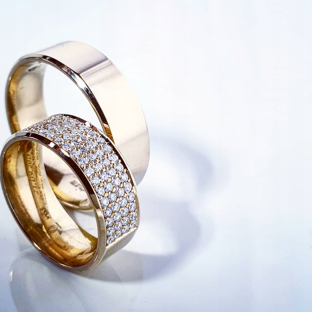 Snubný prsteň, zlato 585 diamantov, široký