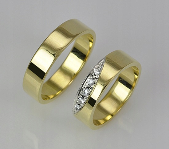 Snubné prstene 585 anglicky 5 diamantov 5 mm, 7,5 g