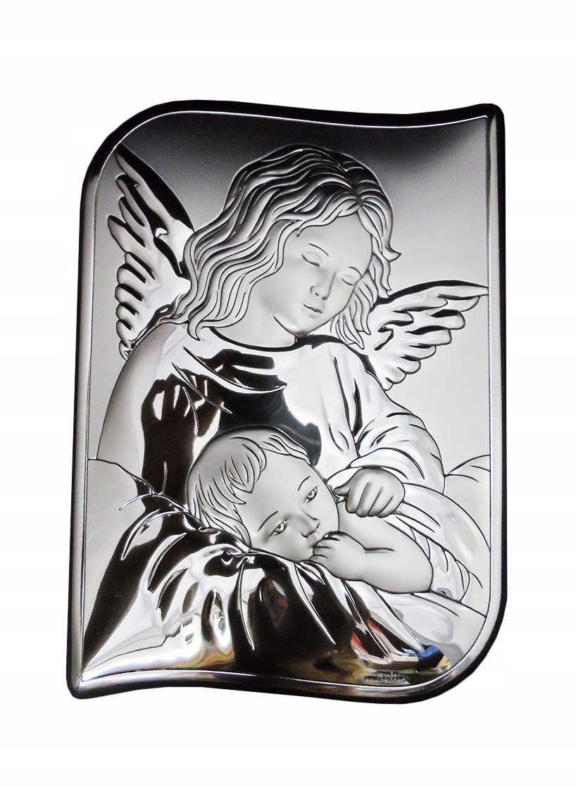 Strieborný obraz 17x12cm Anjel strážny ...- 56064